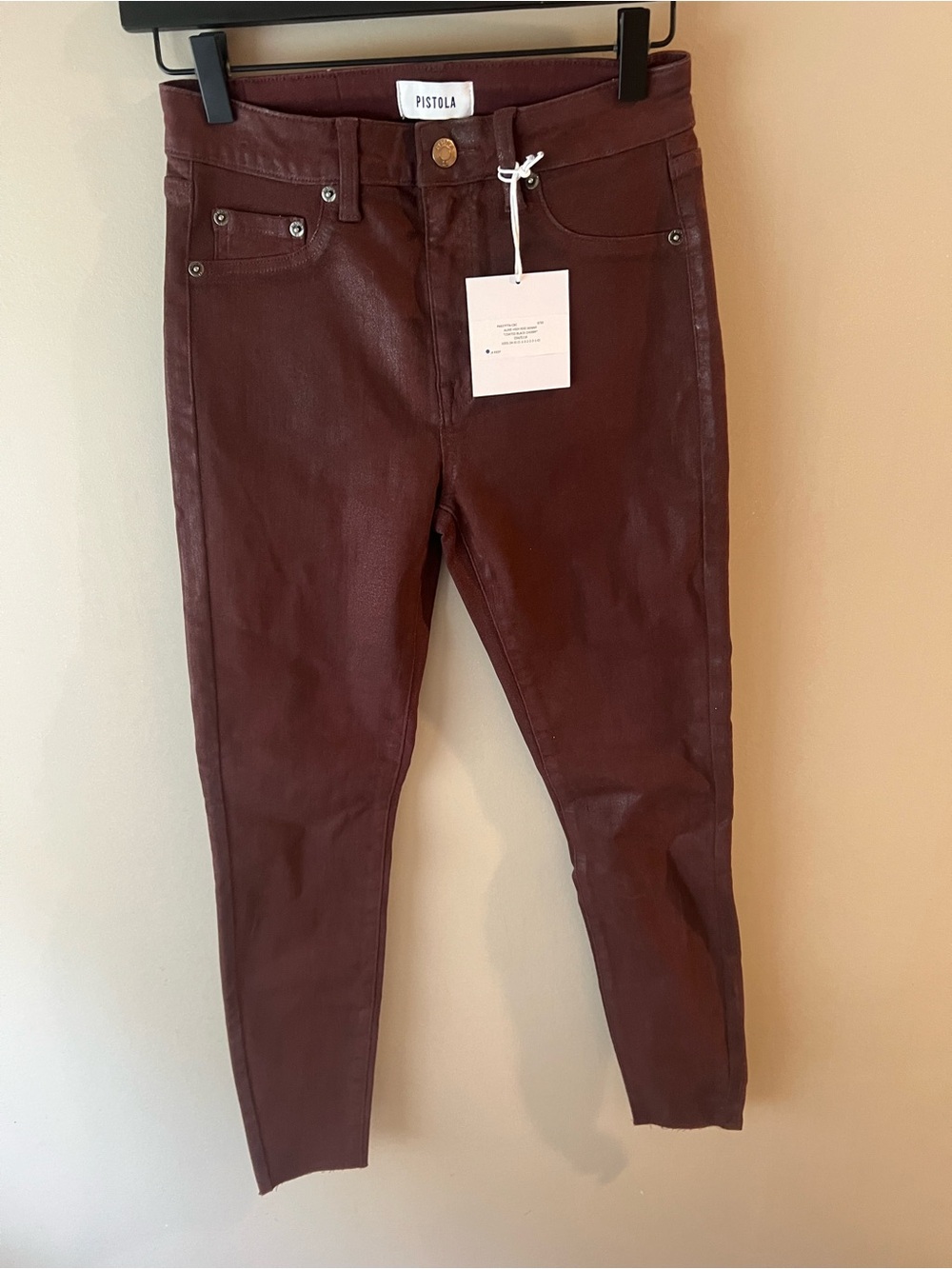 pistola Coated Skinny Jeans in Deep Wine
